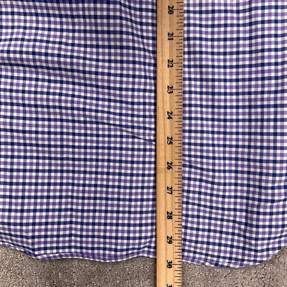 Ralph Lauren Mens Men Purple Gingham Check Cotton Long Sleeve Preppy Classic
